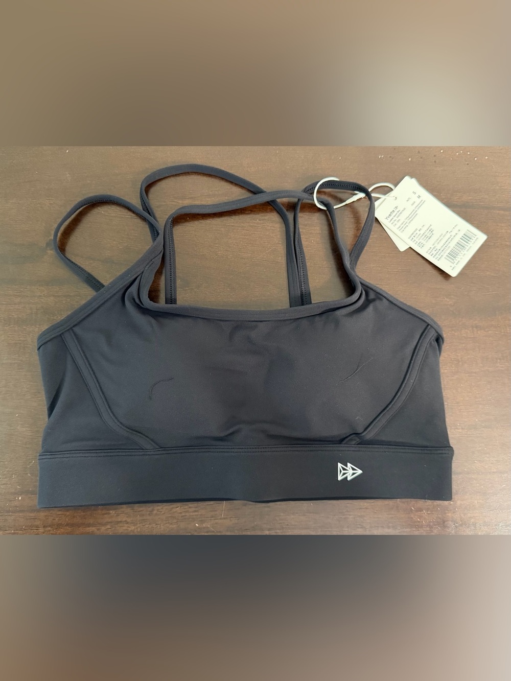 NWT Yvette Black Strappy-Back Light-Support Sports Bra Women’s Small